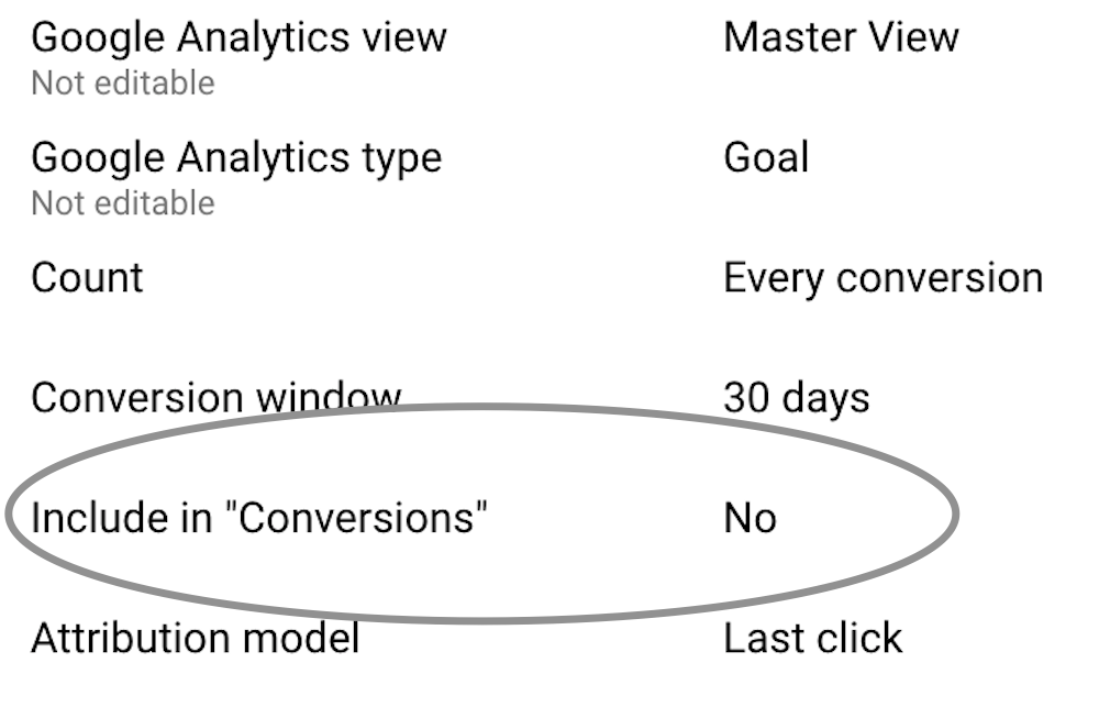 adwords include in conversions